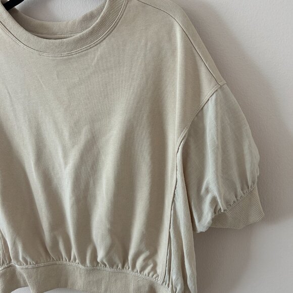 Millibon Cream Cropped Shirt – Women’s Size M Casual Cute 3/4 Sleeve - Picture 3 of 5